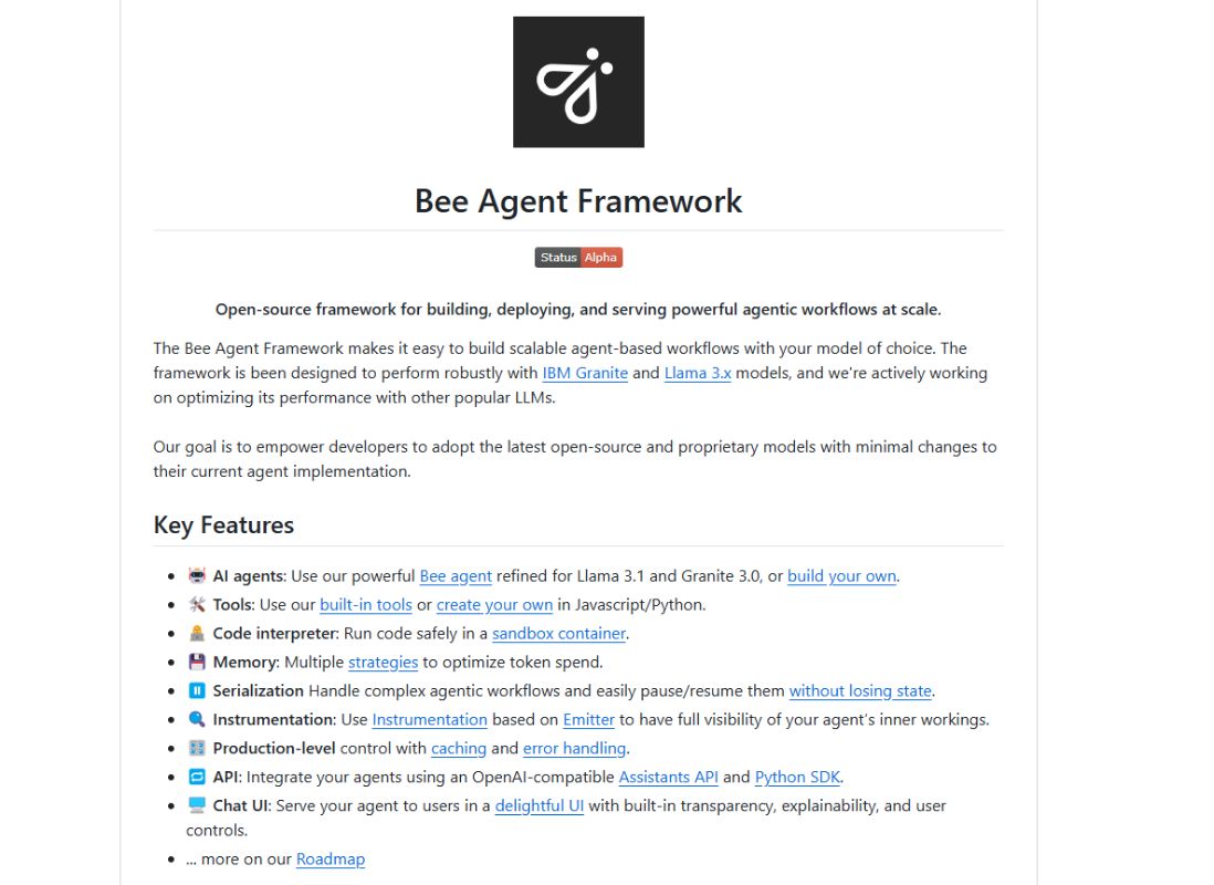 Скриншот Bee Agent Framework