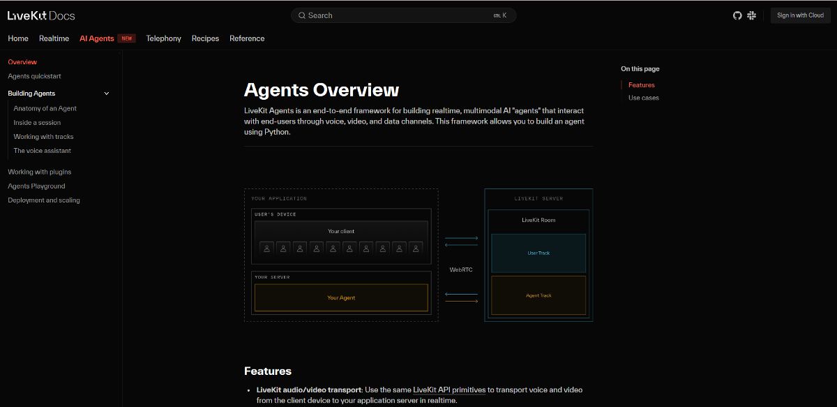Скриншот LiveKit Agents