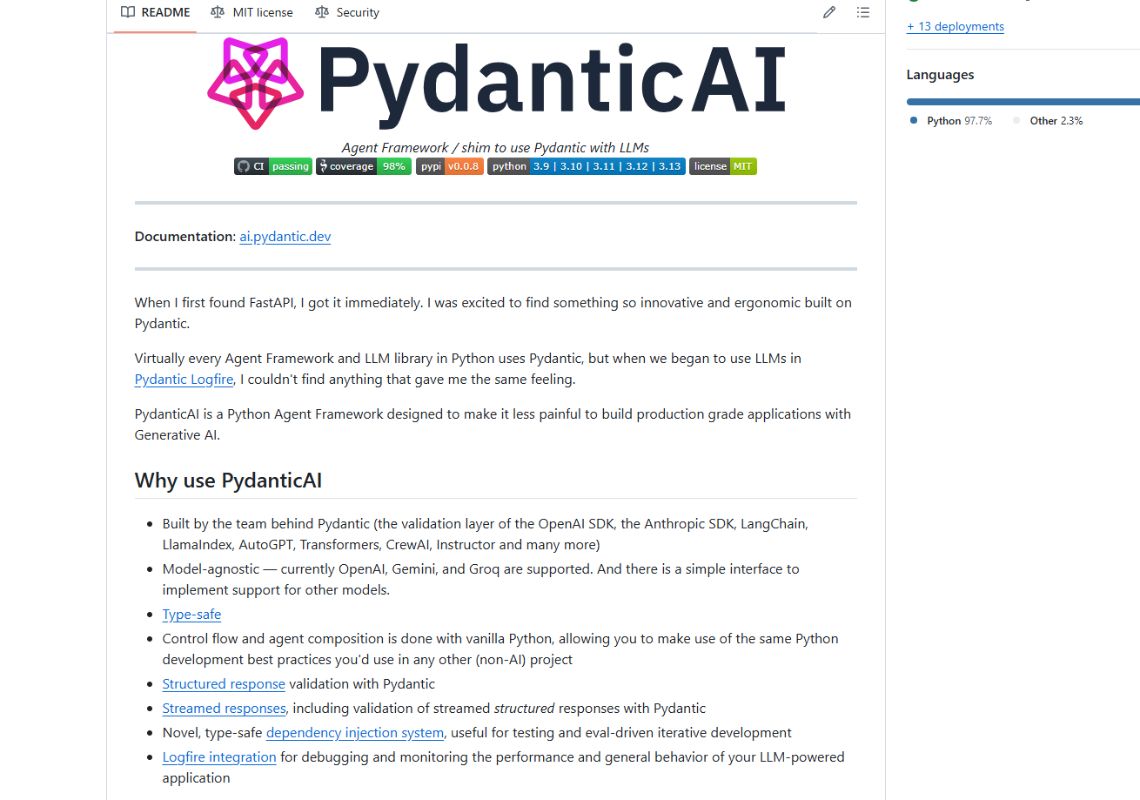 Скриншот PydanticAI