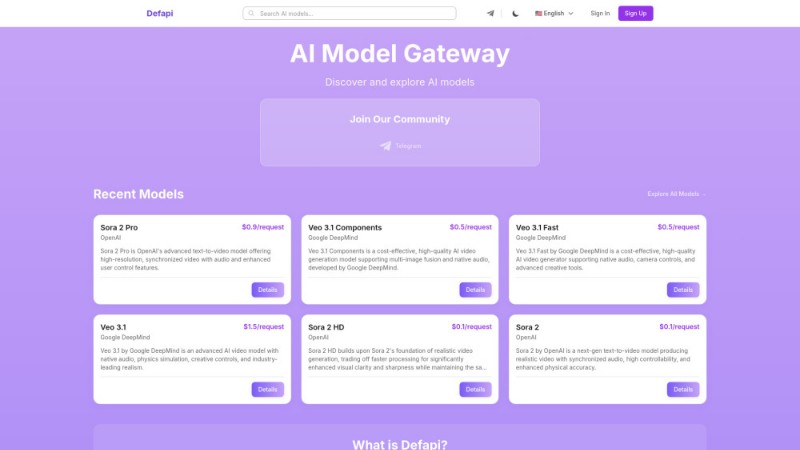 Скриншот Defapi - Affordable AI API Gateway
