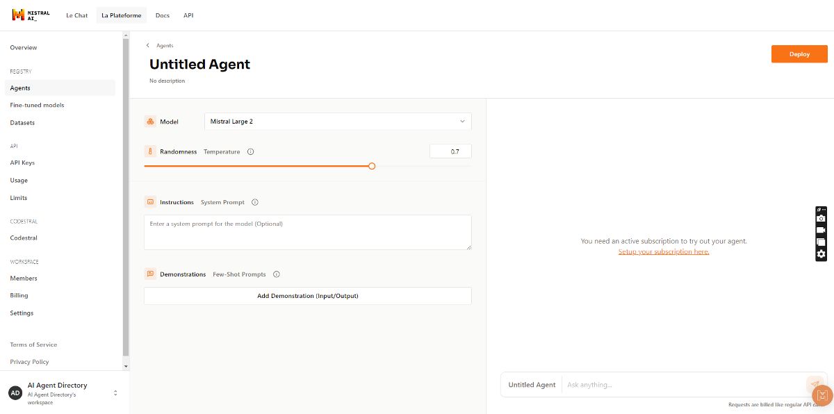 Скриншот Mistral AI Agent