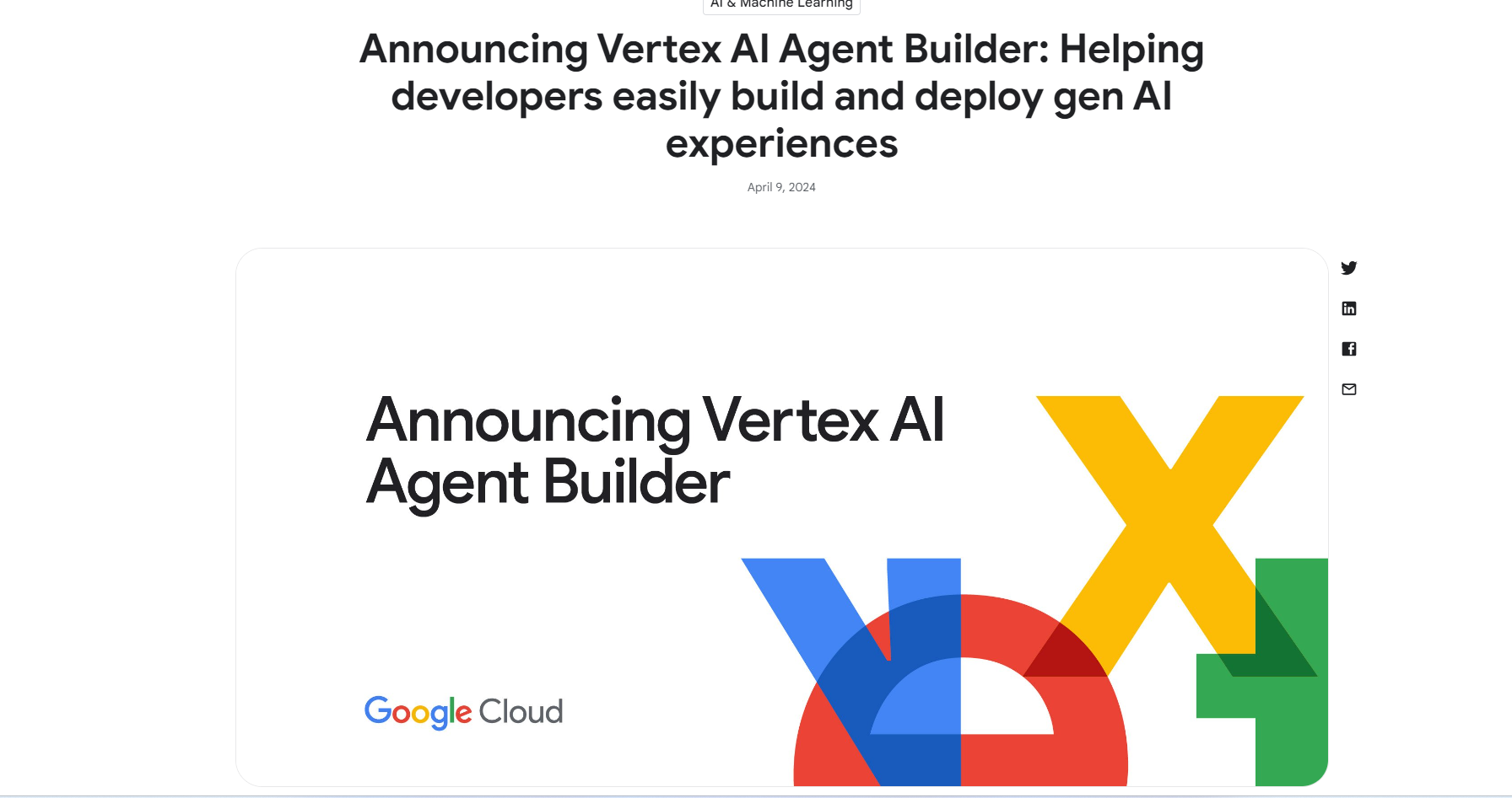 Скриншот Vertex AI Agent Builder
