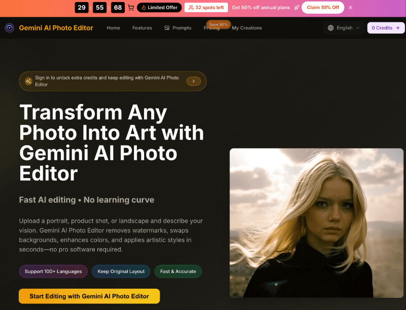 Скриншот Gemini AI Photo Editor