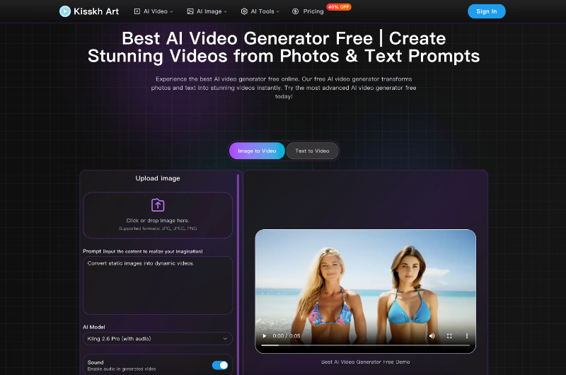 Скриншот AI Kissing video generator