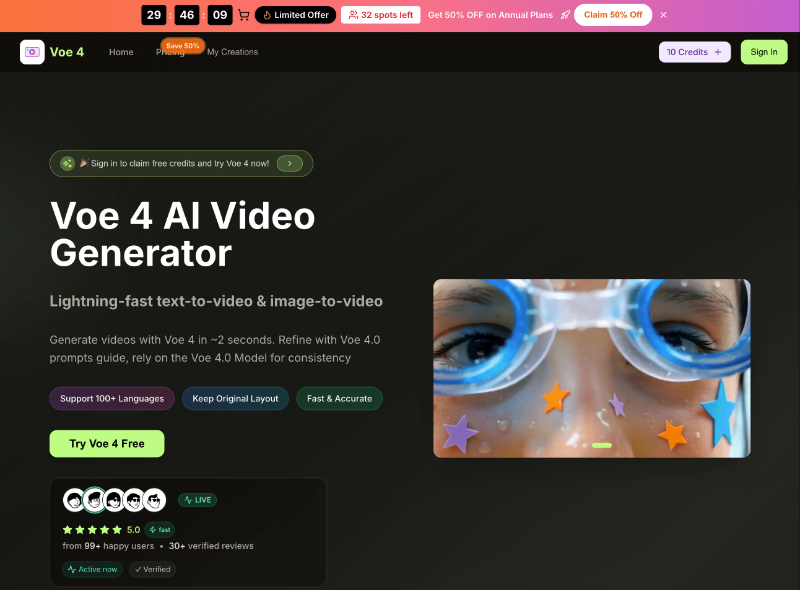 Скриншот Voe4 AI Video