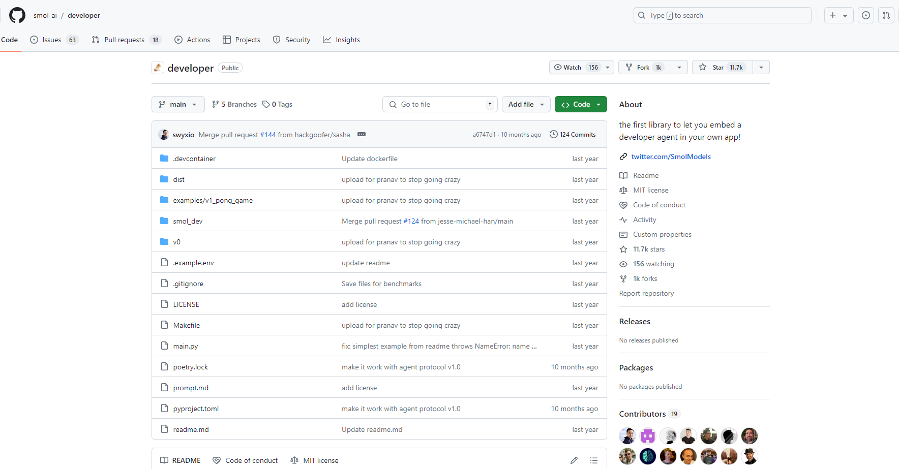 Скриншот Smol AI Developer
