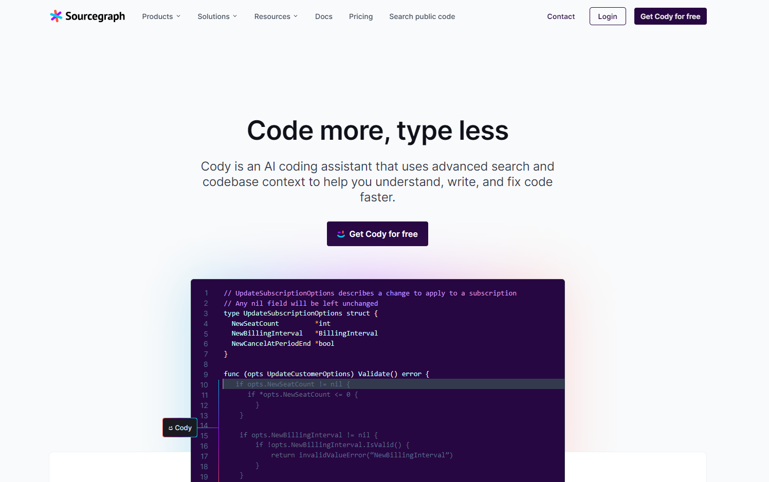 Скриншот Sourcegraph Cody AI