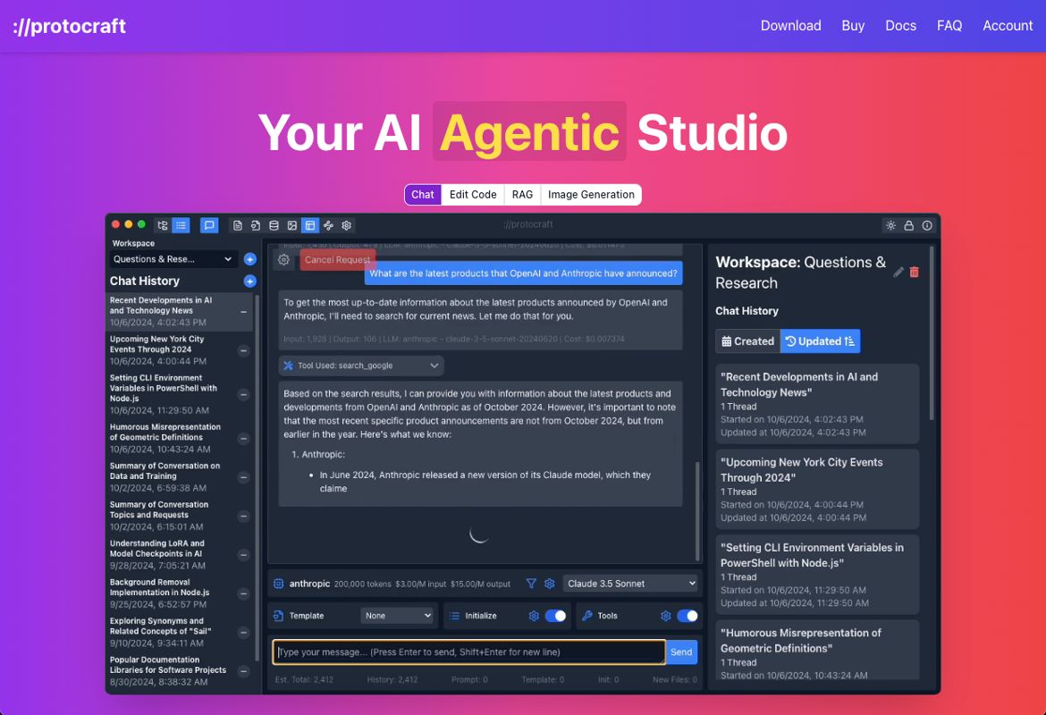 Скриншот Protocraft AI