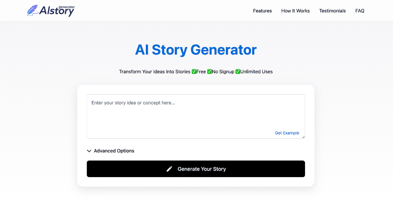 Скриншот AI Story Generator