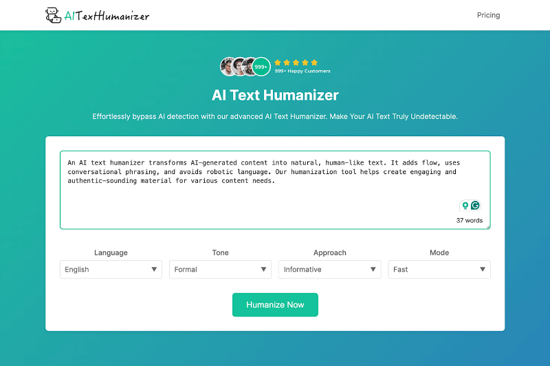 Скриншот AI Text Humanizer