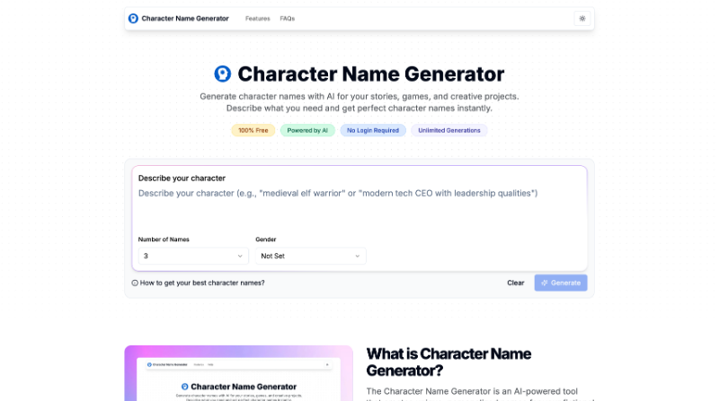 Скриншот Character Name Generator