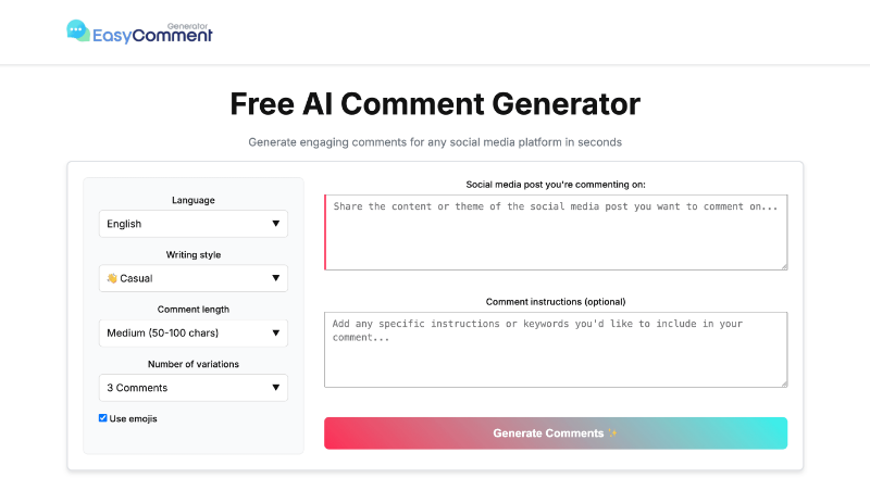 Скриншот Easy Comment Generator