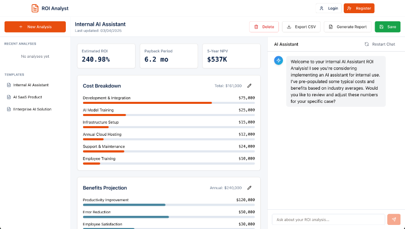 Скриншот AI ROI Calculator