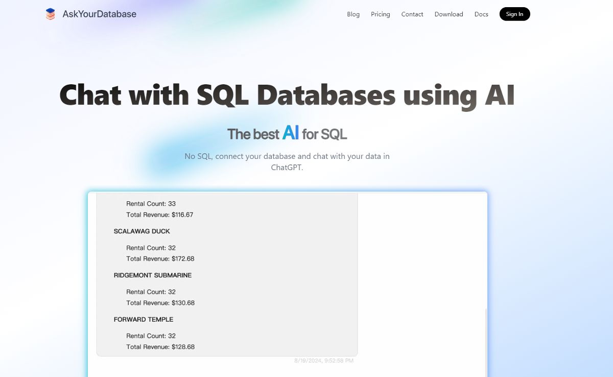 Скриншот AskYourDatabase