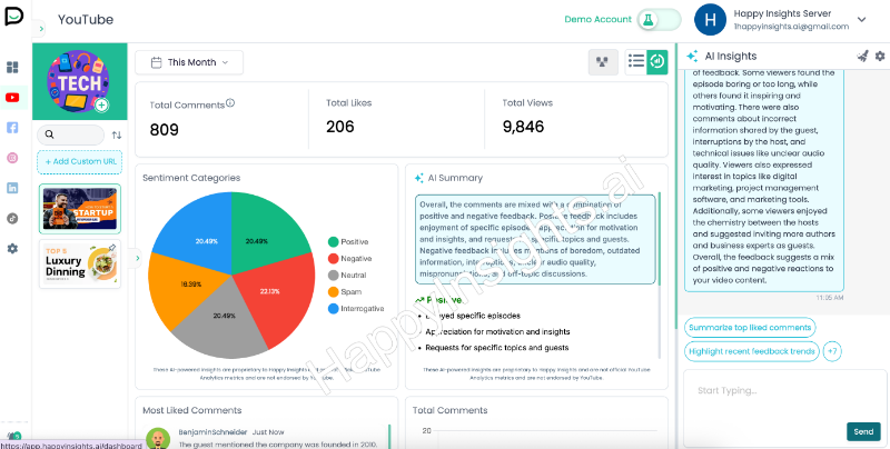 Скриншот HappyInsights.ai