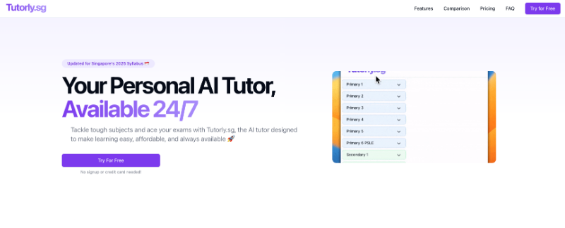 Скриншот Tutorly.sg