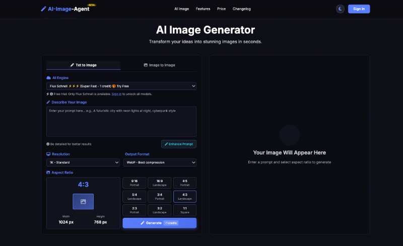 Скриншот AI-Image-Agent