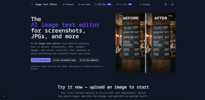 Скриншот AI Image Text Editor