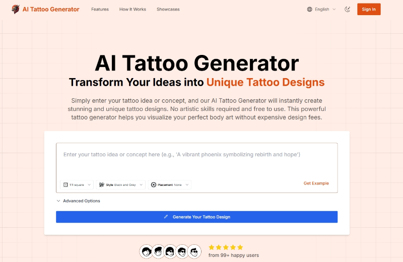 Скриншот AI Tattoo Generator