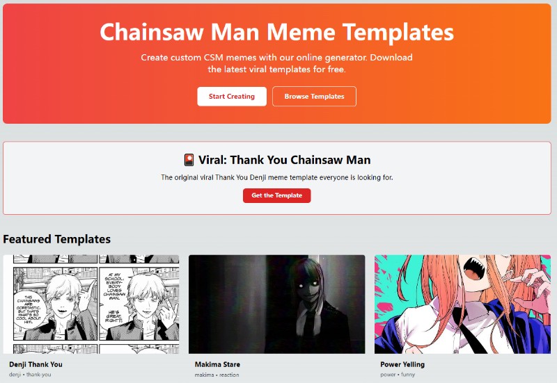 Скриншот Chainsaw Man Meme Templates