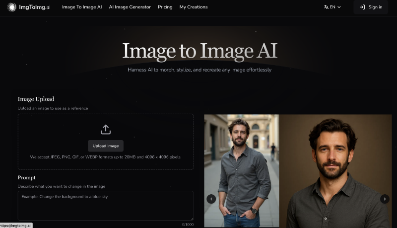Скриншот Image to Image AI