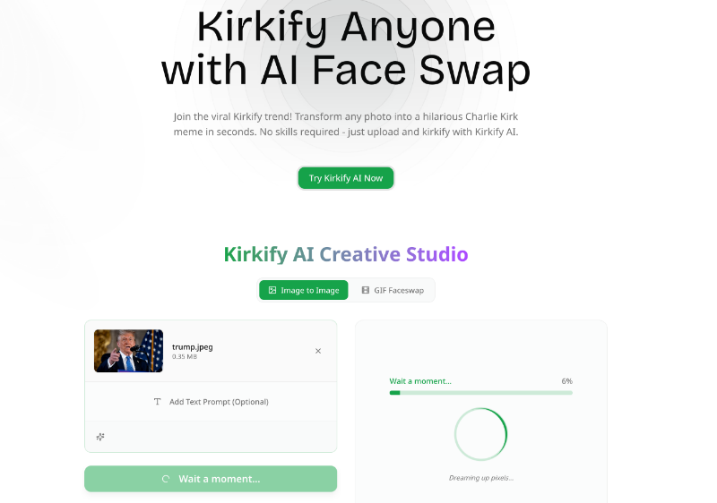 Скриншот Kirkify AI FaceSwap Generator