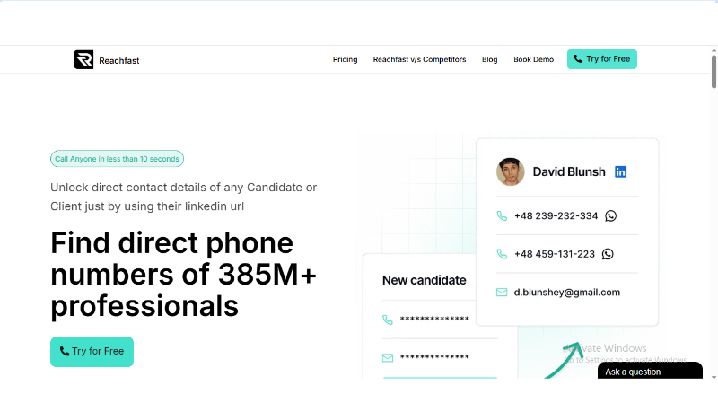 Скриншот Reachfast.ai