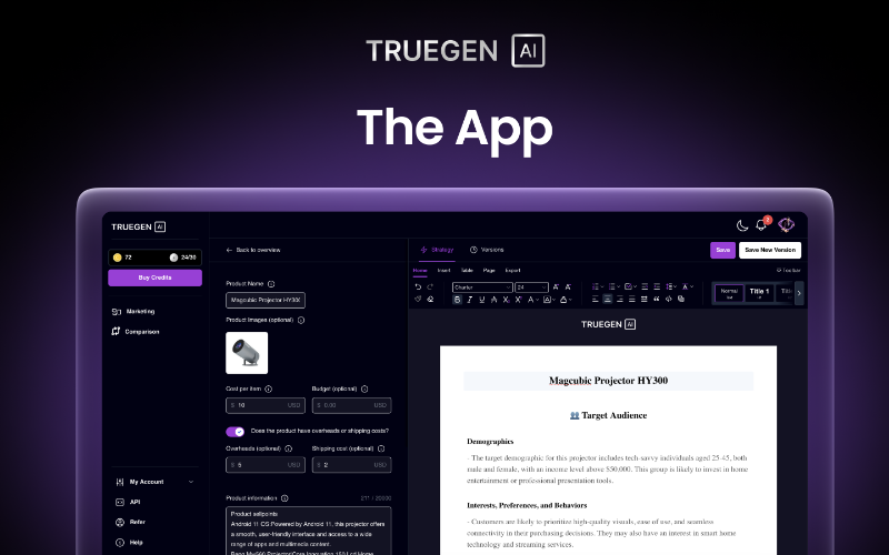 Скриншот TrueGen.AI