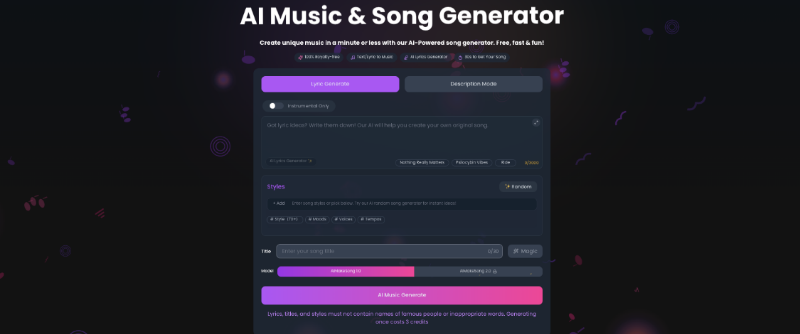 Скриншот AIMakeSong