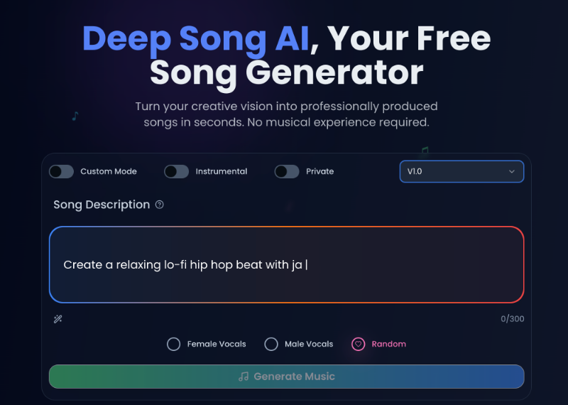 Скриншот Deep Song AI