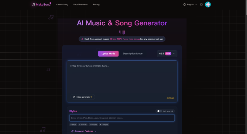 Скриншот MakeSong-AI