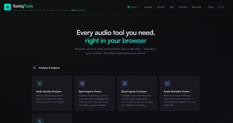Скриншот SoniqTools