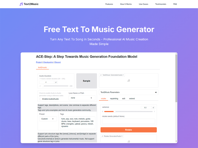 Скриншот Text2Music