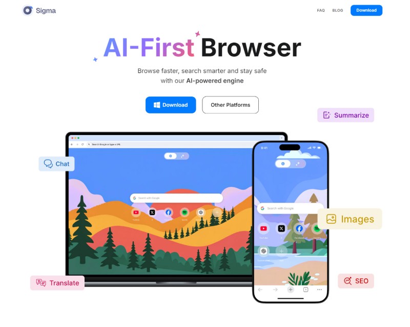 Скриншот Sigma AI Browser