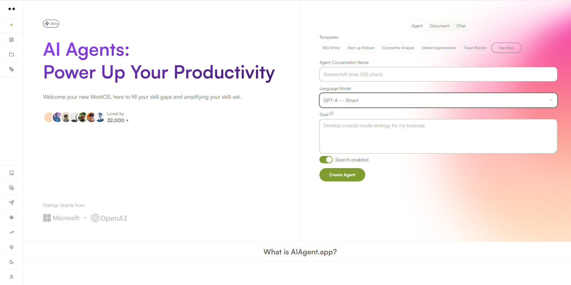 Скриншот AI Agent App
