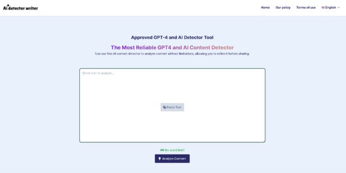 Скриншот AI Detector Writer