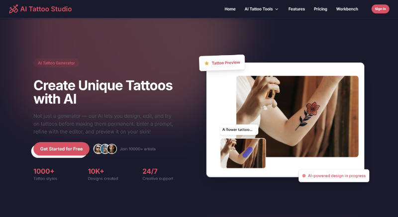 Скриншот AI Tattoo Studio