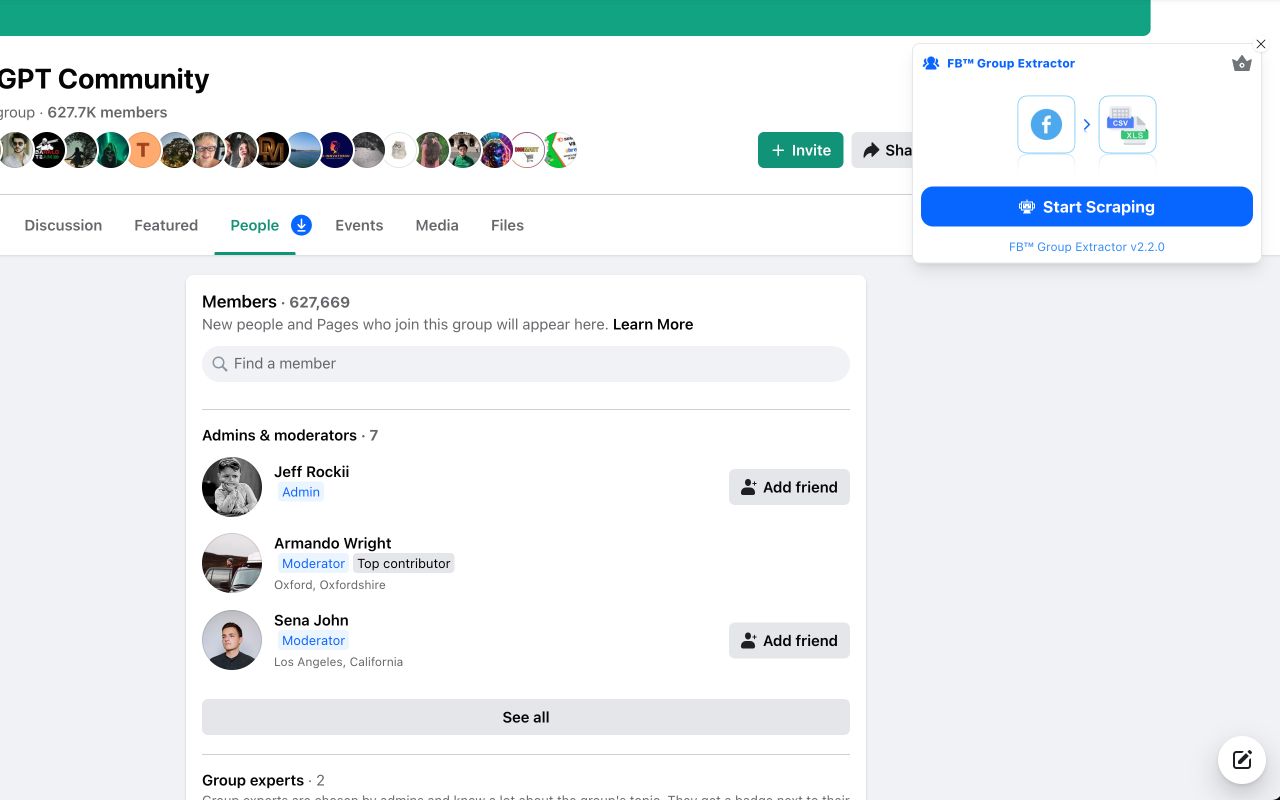Скриншот FB Group AI Extractor