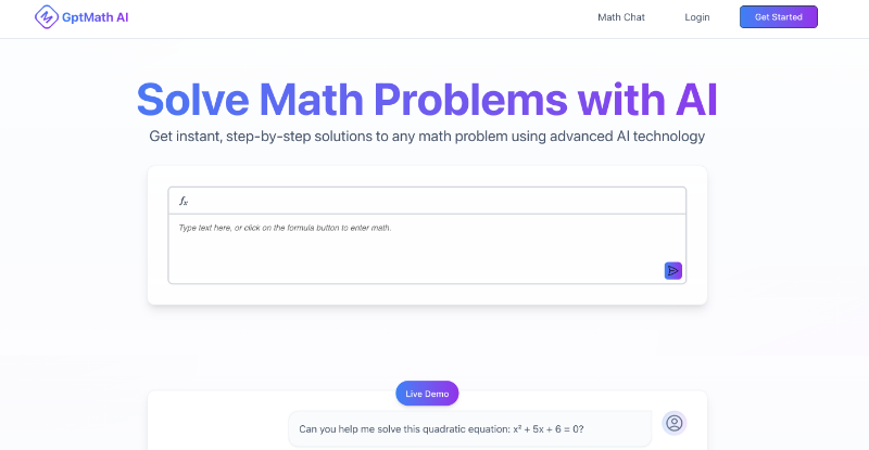 Скриншот Gmath AI