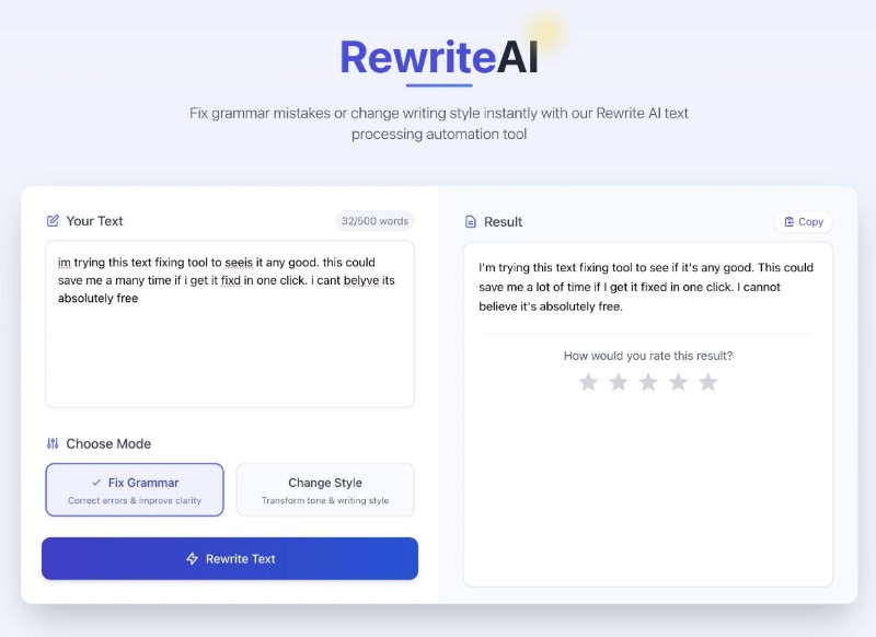 Скриншот Rewrite AI