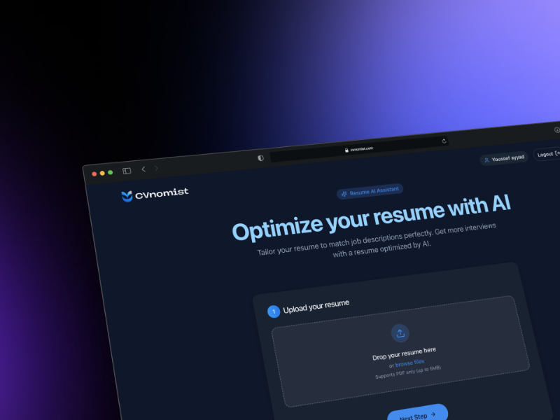 Скриншот CVnomist Resume tailoring AI