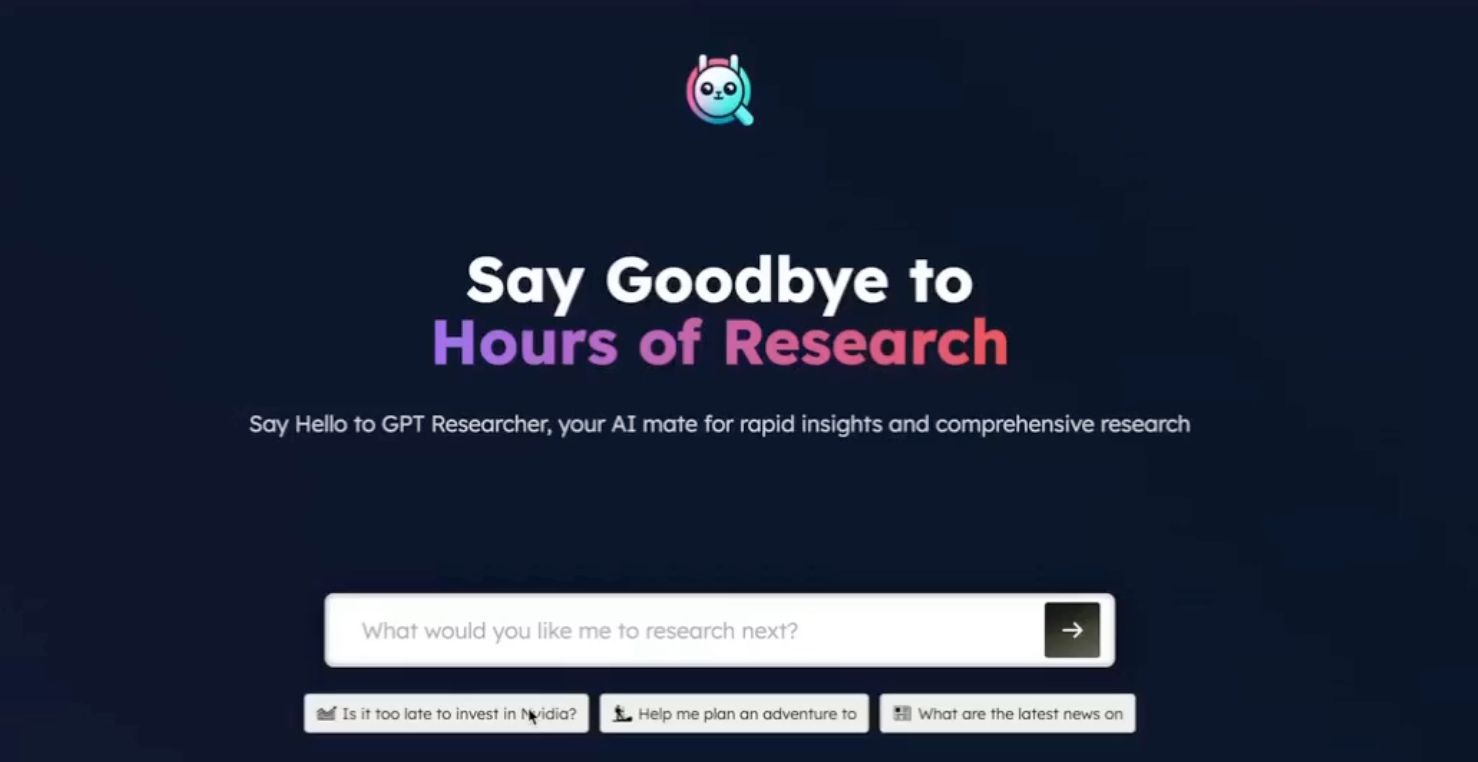 Скриншот GPT Researcher
