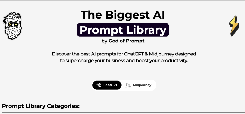 Скриншот AI prompt library