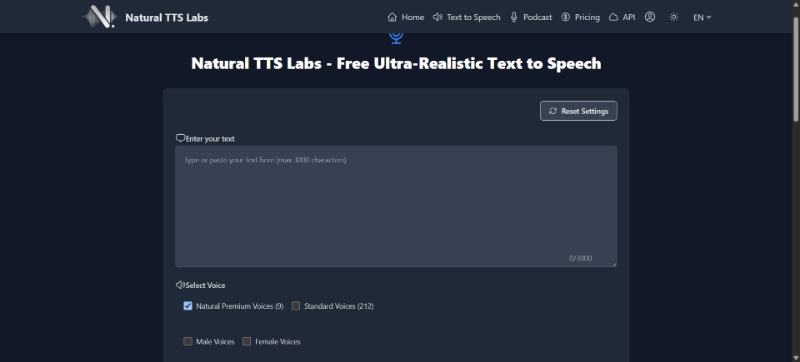 Скриншот Natural TTS Labs