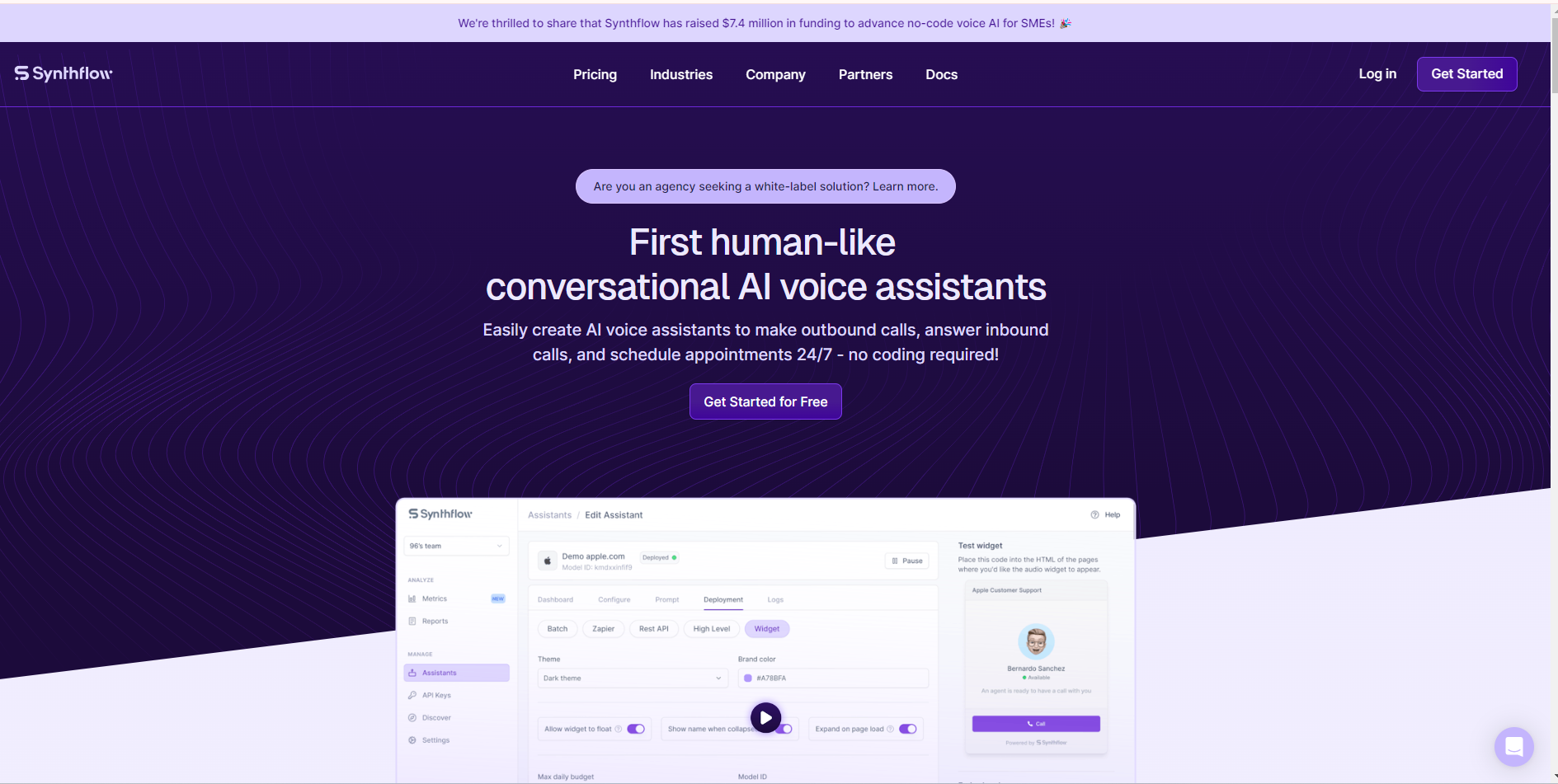 Скриншот Synthflow AI