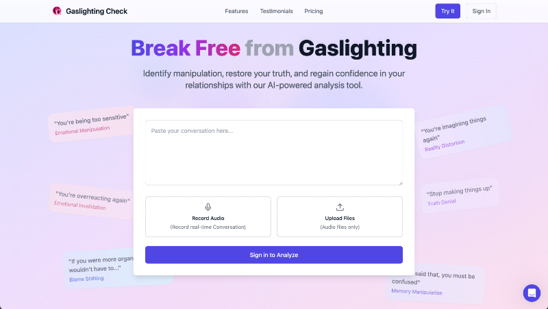 Скриншот Gaslighting Check